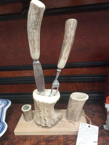 Набор для дичи АВТОРСКАЯ работа , рога, РУЧНАЯ РАБОТА с 1р. лезвие с гравировкой .