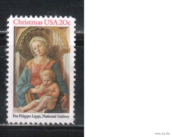 США-1984, (Мих.1716) , * (без клея) , Рождество, Живопись