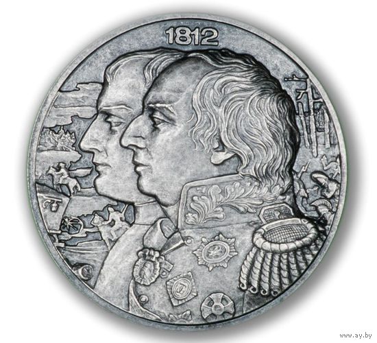 Ниуэ 5 долларов 2012г. "Война 1812г. Кутузов М.И.". Монета в капсуле; деревянном подарочном футляре; номерной сертификат; коробка. СЕРЕБРО 62,20гр.(2 oz).