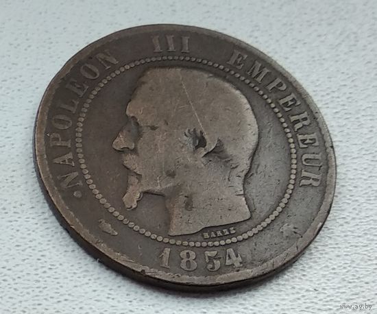 Франция 10 сантимов, 1854 "BB" - Страсбург  8-8-5
