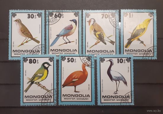 Монголия. 1979 год. Фауна. Птицы (7 марок)