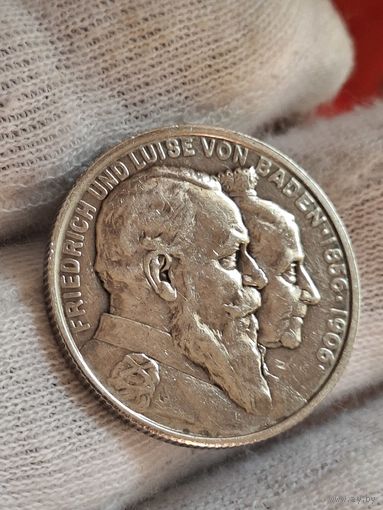 2 марки Баден,золотая свадьба