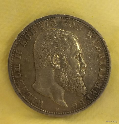 5 марок 1908 Вюртемберг в красивой патине