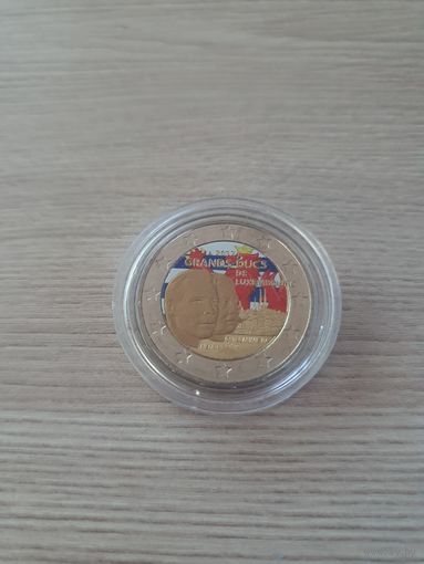 2 евро 2012 год, Люксембург Великие герцоги Анри и Вильгельм IV, ЦВЕТНАЯ в капсуле, UNC