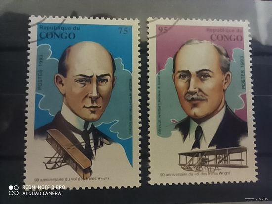 Конго. 1993 . 90 лет первого полета Братьев Райт.