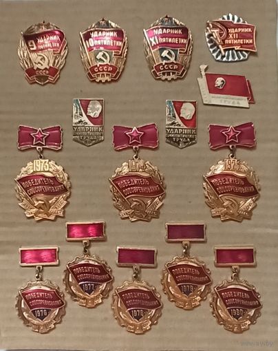 Ударник 9, 10, 11, 12 пятилетки; Победитель соцсоревнования 1973-1980г.; Ударник коммунистического труда (3 шт).