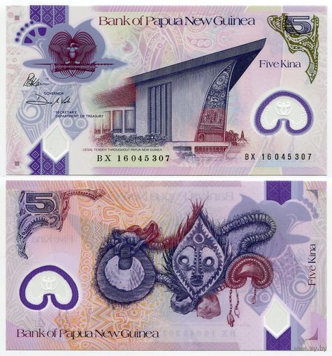 Папуа-Новая Гвинея. 5 кина (образца 2016 года, P51, UNC)