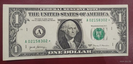 Торг! 1 доллар США 2017 года со звездой (банкнота замещения)