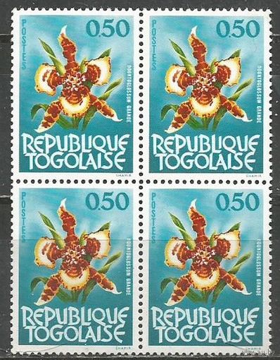 Республика Того. Цветы. Орхидеи. 1964г. Mi#385. Кв.блок.