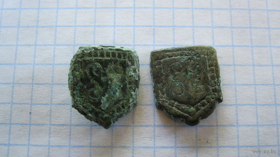 Ременные накладки, 2 шт. Бронза.