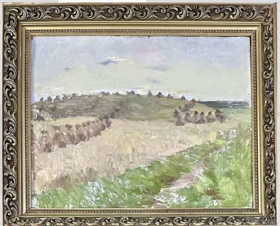 Дучиц Н.В;1963г;57/69см.с родной рамой;46/57;"Поле.Снопы"63г;к/м