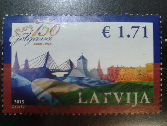 Латвия, 2015. 750 лет городу Елгава. Mi-3,8 евро гаш.