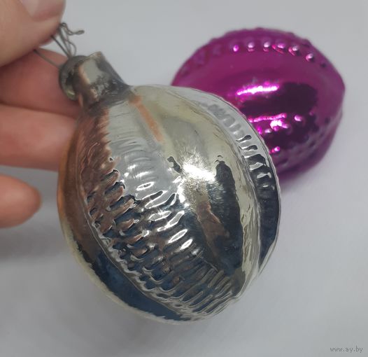 Ёлочная игрушка серебрянный Бутончик , стекло. СССР