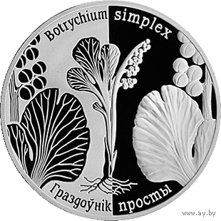 "Гроздовник простой", 1 рубль, 2014 год, серия "Возрожденные растения"