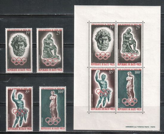 Верхняя Вольта-1964(Мих.148-151,БЛ.1)  *  , Спорт, ОИ-1964(полная серия)