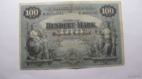 Германия  Бавария 100 марок 1900 г.