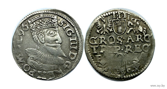 Трояк (3 гроша) 1596 года IF "Всховский монетный двор" (Польша, Сигизмунд III Ваза)
