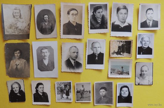Фото "Портреты", Беларусь, 1920-1960-е гг., 20 шт., 7*4 см.