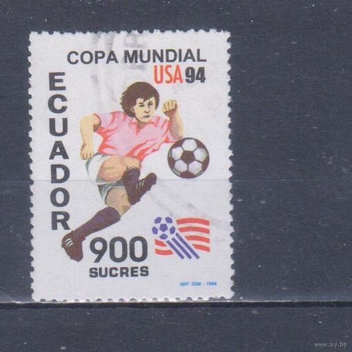 [757] Эквадор 1994. Спорт.Футбол.Чемпионат мира. Концовка серии. Гашеная марка.