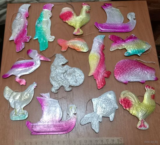 Лот ёлочных игрушек. Картонаж СССР. 14 шт. Редкий Берлинский Мишка. Распродажа коллекции!