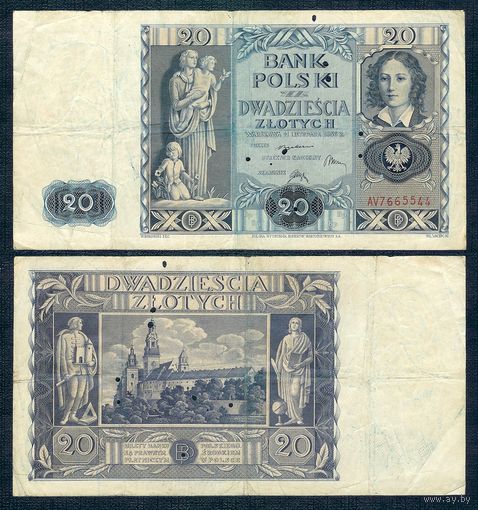 Польша 20 злотых 1936 год. AV7665544