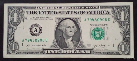 США 1 доллар 2013 г.Серия А 79480906 С  UNC Без обращения.