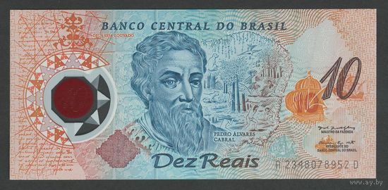 Бразилия 10 реалов 2000 года. Pedro Alvares Cabral. Тип P-248b. Состояние UNC!