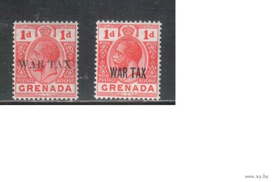 Гренада-1916,(Мих.82-83)  * , Британские колонии, Стандарт,Надп., Король, Военный налог(полная серия)