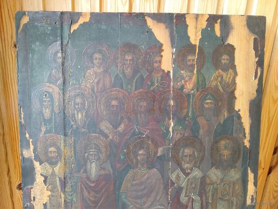 Икона "Избранные святые". Высота 70 см! (Храмовая). 19 век.