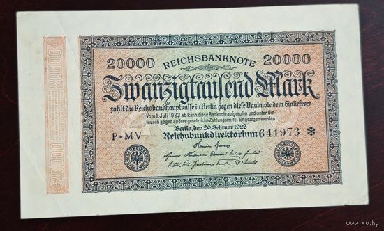 1923 год Германия 20000 марок