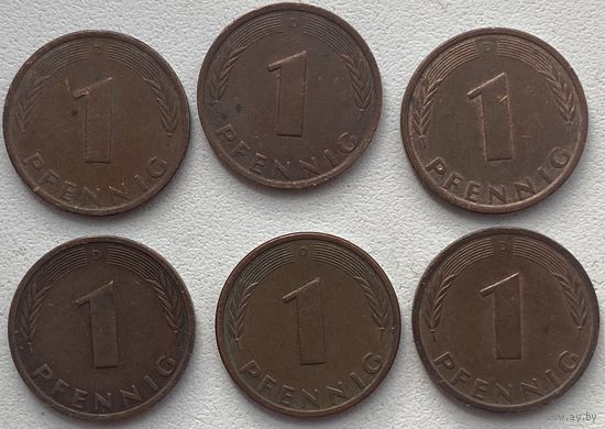 Германия 1 пфенниг 1977 г. D. Цена за 1 шт.