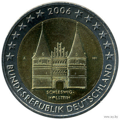 Германия 2 евро 2006 года, D. "Голштинские ворота в Любеке, Шлезвиг-Гольштейн". Сторгуй за свою цену, предложи обмен!
