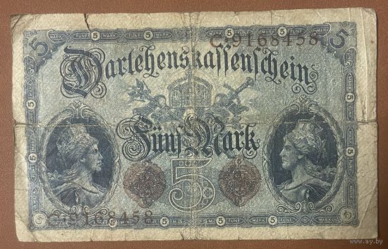 Банкнота 5 марок 1914 год. Германская империя
