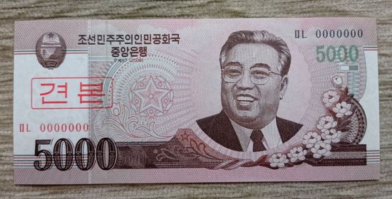 Werty71 Северная Корея 5000 вон 2008 2009 UNC банкнота образец