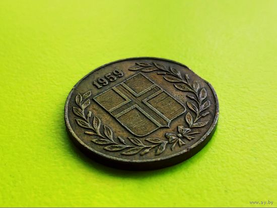 Исландия. 5 эйре 1959. Брак, выкус. Торг.
