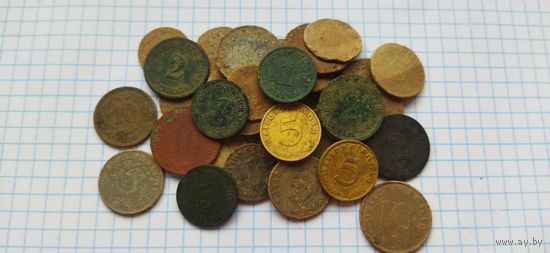 Монеты Германии 1870-1945 34 шт