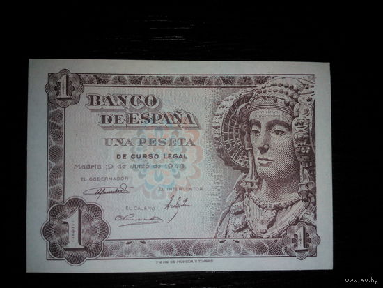 Испания. 1 песета 1948 г. UNC