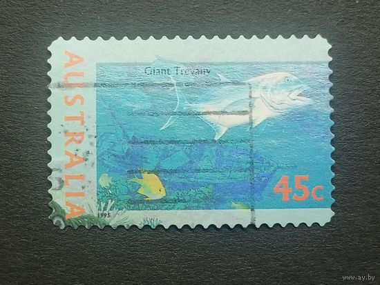 Австралия 1995. Жизнь моря. Желтопёрый каранкс. Самоклейка