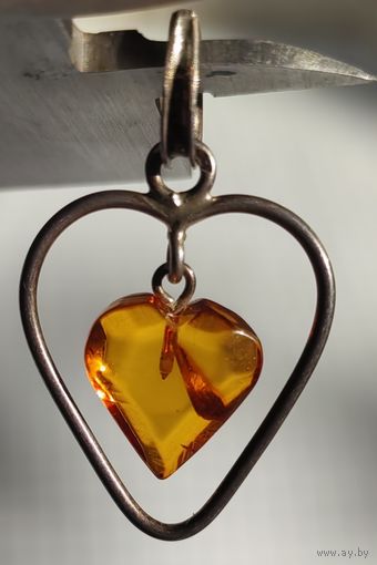 Кулон с янтарём, 925