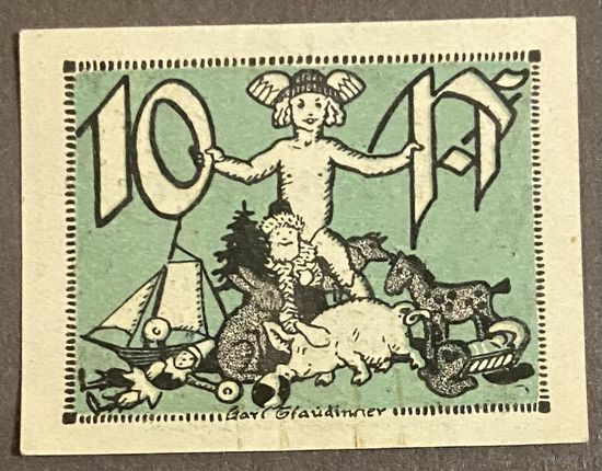 Нотгельд 10 пфеннигов 1921 год. Зонненберг,. Веймарская республика