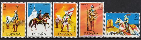 Испания 1973. Испанские рыцари. Кони 5 марок 2034-38