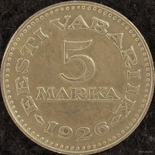 YS: Эстония, 5 марок 1926, литовская копия второго типа, вес 5,01гр, немагнитная, KM# 7, VF
