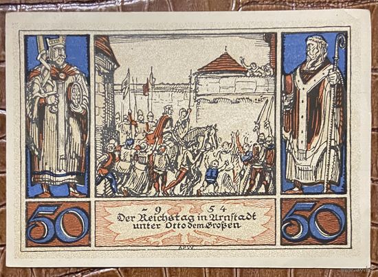 Нодгельд 50 пфеннигов 1921 год. Арнштадт. Веймарская республика