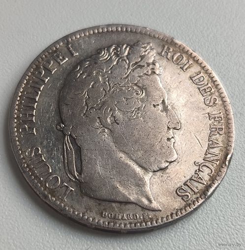 5 франков 1834 Франция Луи Филипп I крупное серебро