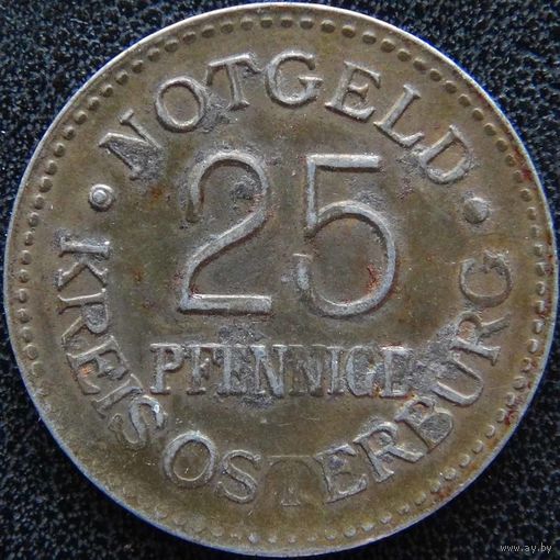 YS: Германия, Osterburg, 25 пфеннигов 1920, нотгельд округа Остербург, железо покрытое латунью, Funck# 413.2 A