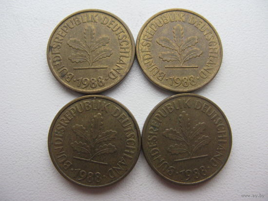 5 пфеннигов  1988  D , F . G . J .