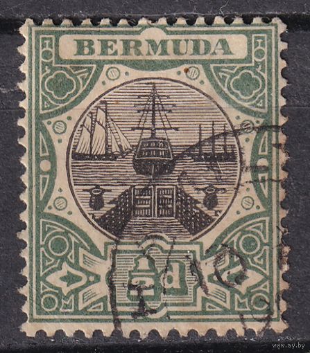 119.BrKCI. Великобритания. Колонии. Бермудские острова. Стандарт. Карабельный док. 1903 г. 1/2P. Mi.#21.