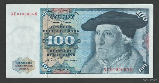 Германия ФРГ 100 марок 1970 года. Тип P-34a(2). Состояние XF+