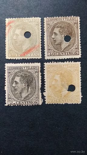 Испания\251с\  1879г. король Альфонсо XII  - гашёние пробоем