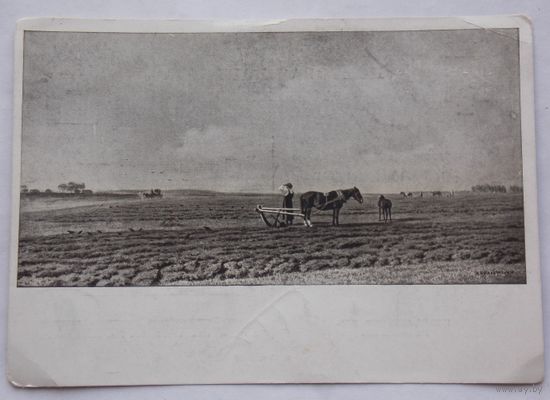 Открытка 1946 Клодт "На пашне"